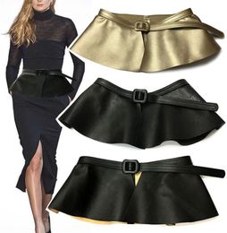 Belts 2022 Trending Woman Wide Gold Black Corset Belt Ladies Fashion Ruffle Skirt Peplum Waist Cummerbunds For Women Dress3354660