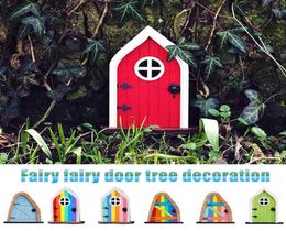 Cute Miniature Window Door Wooden Fairy Gnome Fairy Tale Gate Garden Lawn Ornament Miniature Window and Door Home Decoration Q08119423004