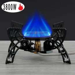 Strong Firepower Camping Stove Portable Tourist Gas r Foldable Outdoor Gas Stove Hiking Picnic Barbecue Cooking Cookware 231229