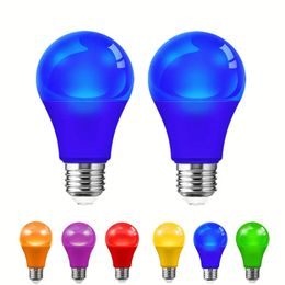 1pc A19 Colourful LED Light Bulbs, 9W Light Bulb, 60W Equivalent, AC 100-240V, Non-Attracting, Not-Dimmable, Ideal For Halloween, Xmas, Birthday Party, Porch, Home Lighting.