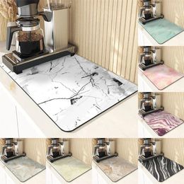 Table Mats Marble Style Absorbent Drying Mat For Kitchen Dining Tables Stripe Pattern Decor And Accessories Drink Coasters