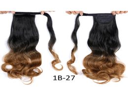 Lans 22 Inch Long Curly Ponytail Heat Resistant Clip In Tail Hair Extensions 110gpc Wrap on Synthetic Hair Ponytails LS10E6314418
