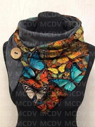 Scarves Butterfly 3D Printed Warm Fleece Casual Scarf And Shawl For Women Comfortable 02