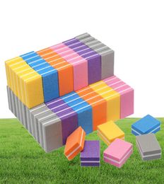 NAD005 100pcs Doublesided Mini Nail File Blocks Colorful Sponge Nail Polish Sanding Buffer Strips Polishing Manicure Tools8032051