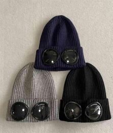 CP Two Lens Glasses Goggles Beanies Men Knitted Hats Skull Caps Outdoor Women Uniesex Winter Beanie Black Grey Bonnet Gorros291I6732586