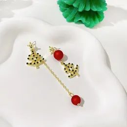 Stud Earrings 2024 Year Christmas Xmas Tree Asymmetric For Women Girl Snowflake Deer Zircon Pearl Tassel Earring Jewellery