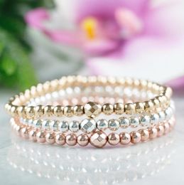 MG0943 New Design Dainty Hematite Beaded Bracelet Gold Color Beadd Stacking Bracelets Stretch EMF Protection Bracelet7725437