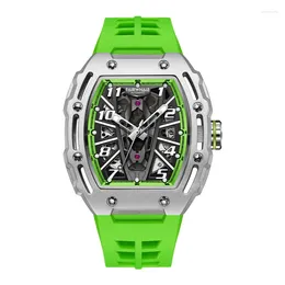 Wristwatches Silicone Strap Luxury Stainless Steel Hallow Out Skeleton Mechanical Watches Luminous Automatic