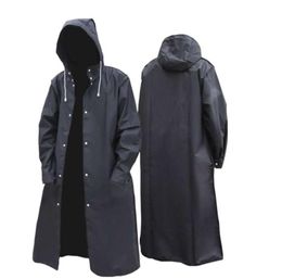 Fashion Black Adult Waterproof Long Raincoat Women Men Rain coat Hooded For Outdoor Hiking Travel Fishing Climbing Thickened 210927481794