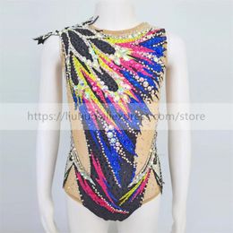 Stage Wear LIUHUO Customize Women Girl Costume Performance Rhythmic Gymnastics Leotards Competition Skating Dress Sleeveless Multicolour