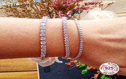 Classic 175 cm tennis bracelets Real 925 silver jewelry 2mm 3mm 4mm Shiny Zironia Eternal wedding luxury sterling silver Bracelet2476437