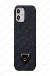 Top Grade Mobile Phone Cases for IPhone 13 12 11 Pro Max X Xs Xr 8 7 Plus Leather Back Shell Case Triangle Label Smartphone Cover23397121