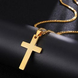 Vintage Classic Cross Men Pendant Necklace Fashion Stainless Steel 3mm Width Box Chain Necklaces For Men Women Jewellery Gift 2021245z