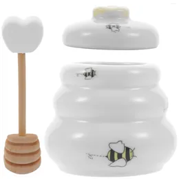 Dinnerware Sets Honey Jar With Stick Ceramic Snack Container Tea Pot Ceramics Dipper Containers