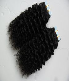 Mongolian Kinky Curly Hair 40pcs Skin Weft Adhesive Hair None Remy Tape In Human Hair Extensions 40gpac 100G4694476