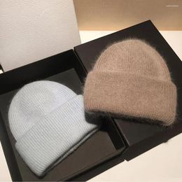 Berets Stretchy Beanie Hat Unisex Winter Imitation Fur For Men Women Warm Knit With High Elasticity Solid Colour Adult