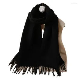 Scarves Sheep Wool Scarf For Women Autumn-winter High-grade Pure Colour Temperament Warm Shawl With Shoulder Protector