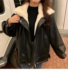 Women's Leather Winter Thick Plush Loose Coat Fur Integrated Warm Jacket In 2024 Women Korean Style