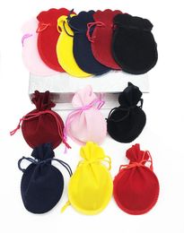 7 x 8 cm 100 pcs Jewelry Pouches Bags Mouth Rope Hoist Beam Velvet Christmas Gift BagWeddingParty Bag Jewelry Packaging Displa2516519