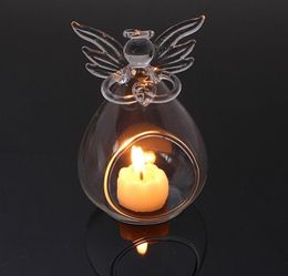 Romantic Transparent Angel Christmas Hanging Tealight Holder Glass Terrarium Glass Globe Candle Holder Candlestick Wedding Bar Dec4813864