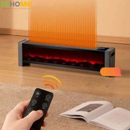 Home Heaters Electric Heater 3D Simulation Flame Warmer Quick Heating Household Floor Warm Air Blower Winter Electric Fireplace Skirting Line J240102