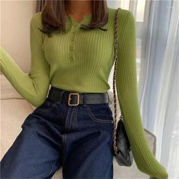 Women's Sweaters 2024 Knitted Women Button Sweater Pullovers Spring Autumn Basic Highneck Pullover Slim Female High Quality Top