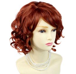 NEW Lovely Short Wig Curly Fox Red Summer Style Skin Top Ladies Wigs UK by Wiwigs7414965
