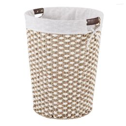 Laundry Bags Braided Seagrass Hamper Natural And White Seaweed Paper Cotton Polyester Fibres