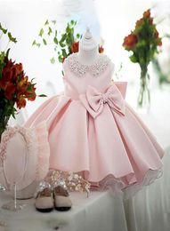 Girl039s Dresses White Wedding Satin Princess Baby Girls Dress Bead Bow Birthday Evening Party Infant For Girl Gala Kid Clothes7860271