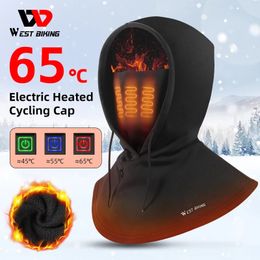 WEST BIKING Electric Heated Cycling Cap Winter Balaclava Hat Warm Face Cover Bike Heating Headgear for Ski Bicycle Motorcycle 240102