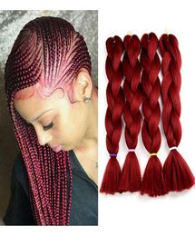 Jumbo Braids Colors Burgundy Wine Red Kanekalon Crochet Braiding Hair Extensions 80gpiece Folded 24 Inches Kanekalon Braiding Ha4859155