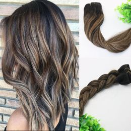 8A 7pieces 120gram Clip In Human Hair Extensions Balayage Ombre Dark Brown Highlights Brazilian Human Remy Hair Thick End8001928