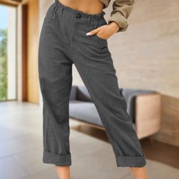 Women's Pants Ladies Trousers With Pockets Cotton Women Straight Simple Fashion High Waist Breathable Elastic Slim Pantalones