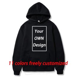 Men/Women Custom Hoodies DIY Text Image Print High Quality Clothing Customised Loose Casual Sweatshirt Hoody 11 Colours 240102