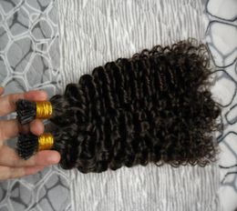 Brazilian Deep curly virgin hair I Tip Human Hair Extension 100g 1gStrand 100 Machine Made Remy Human Hair Extensions Capsule Ke9004956