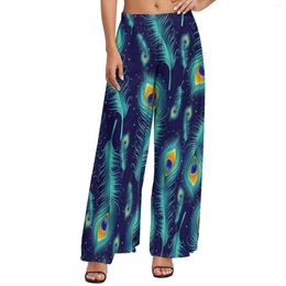 Women's Pants Animal Design High Waist Peacock Bird Feathers Sexy Trousers Aesthetic Printed Wide