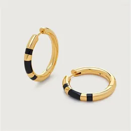 Hoop Earrings French High-End Gold Colour Drop Glazed For Women's Fashion Vintage Light Luxury Simple All-Match Charm Trendy