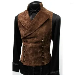 Men's Vests 2024 Autumn/Winter Fashion Korean Edition Suit Standing Collar Suede Double Breasted Coat Vest Slim Fit Tank Top