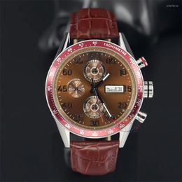 Wristwatches 2024 Top Luxury Day-Date Automatic Men's Watches 41mm Stainless Steel Mechanical Wristwatch Brown Dial Sport Relogios Mascu