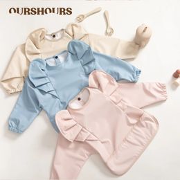 Waterproof Baby Feeding Bibs Angel Wings Baby Stuff Kids Long Sleeve Art Smock Anti-dirty Dinning Apron with Pocket for born 231229