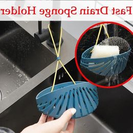 Other Fast Drain Sponge Holder For Kitchen Sink Scouring Sponge Pad Stand Basket Durable Sponge Storage Shell Kitchen Organizers Tools H