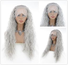 Grey Loose Wave Hair Wigs Synthetic 134 Lace Front Wig High Temperature Fibre with Baby Hair For Women ship1093950