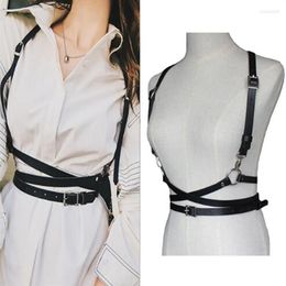 Belts Women's Sexy Harajuku O-Ring Garters PU Leather Punk Women Body Bondage Cage Harness Waist Belt Straps Suspenders Femme 231u