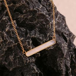 Pendant Necklaces Tarnish Free Hypoallergenic 18K Gold Plated Jewelry 316L Stainless Steel Decoration Long Strip Shell Necklace