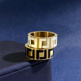 No Box Women Luxury Designer Ring Drop Black White Oil Titanium Steel Couple Rings1770