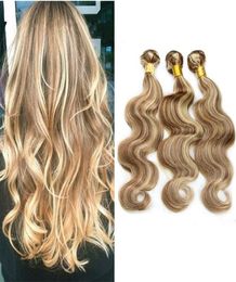 8A Ombre Light Brown Peruvian Virgin Hair Body Wave 3Pcs 8613 Mixed Piano Color 100 Human Hair Weave Bundle Extension9895531