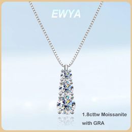 Necklaces Ewya Trendy Sterling Sier Real 1.8cttw Moissanite Pendant Necklace for Women Anniversary Diamond Necklaces Fine Jewelry