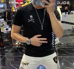 Men039s Summer Clothes Tshirt Diamond Skull Head Slim Fitting Short Sleeve Male Tees 2022 New Design Black Street Style Ha2599515