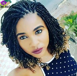 New kinky style Synthetic Braids Wigs ombre brown full lace front short Braided Wigs for Black Women3086712