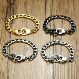 2020 New List gifts Mens women boys Stainless Steel Handcuff Buckle Wristband Link Chain Bracelet 8'' silver gold back 233E